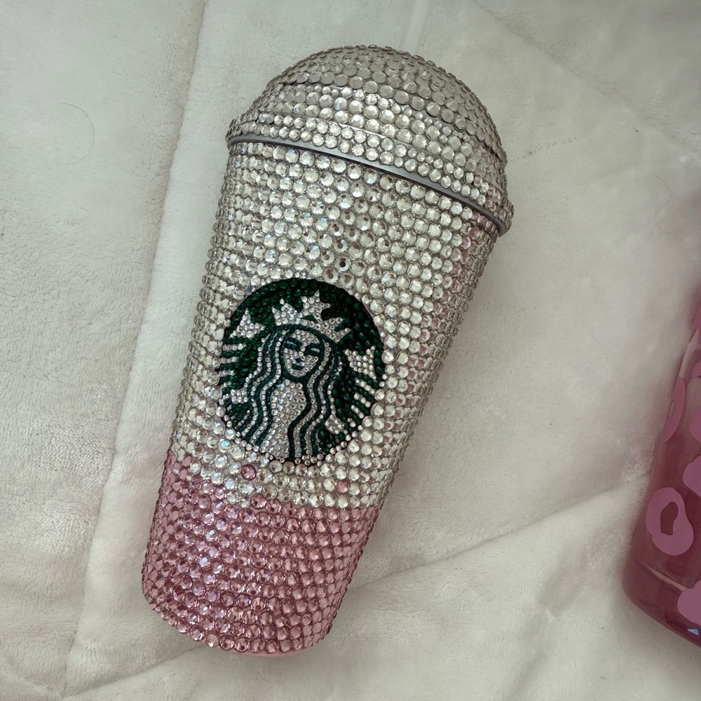 Starbucks Pink and Silver Rhinestone Tumbler